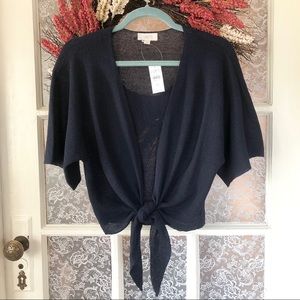 LOFT Navy Dolman Sleeve Tie Waist Cardigan NWT